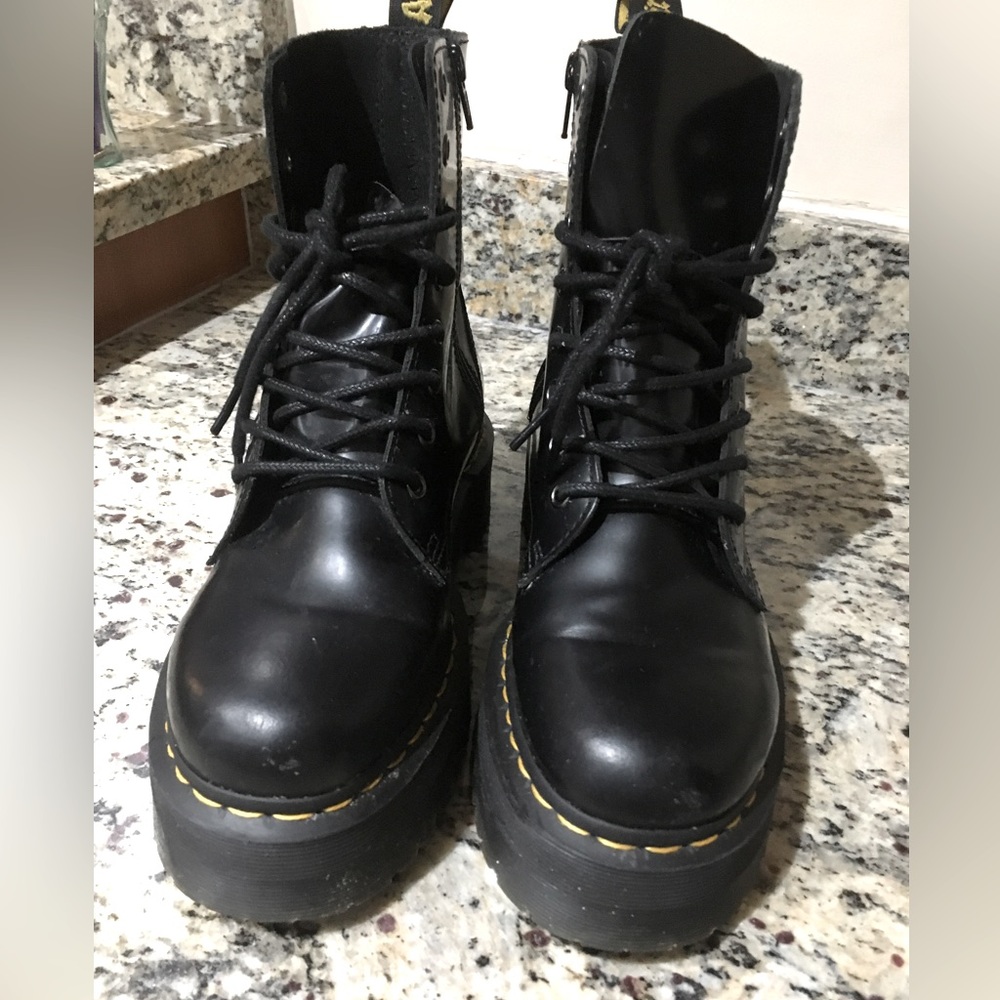 Dr. Martens Polished Black Leather Jadon Platform Boots (US Size 8) - Like New